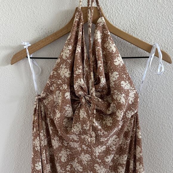Lulu's Pictureaque Moments Brown Floral Backless Dress XL - Picture 4 of 6